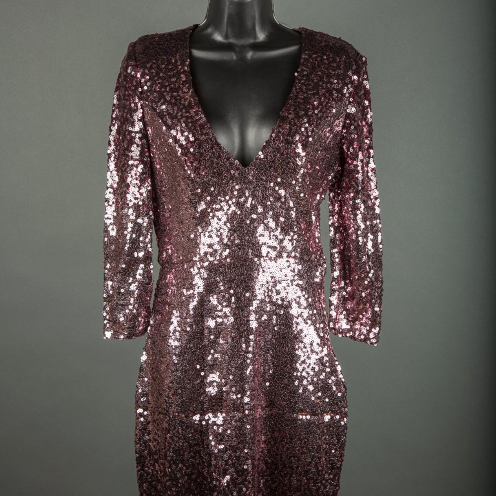 GORGEOUS Short Pink Sequin Evening Party Cocktail Pageant Homecoming Dress Small